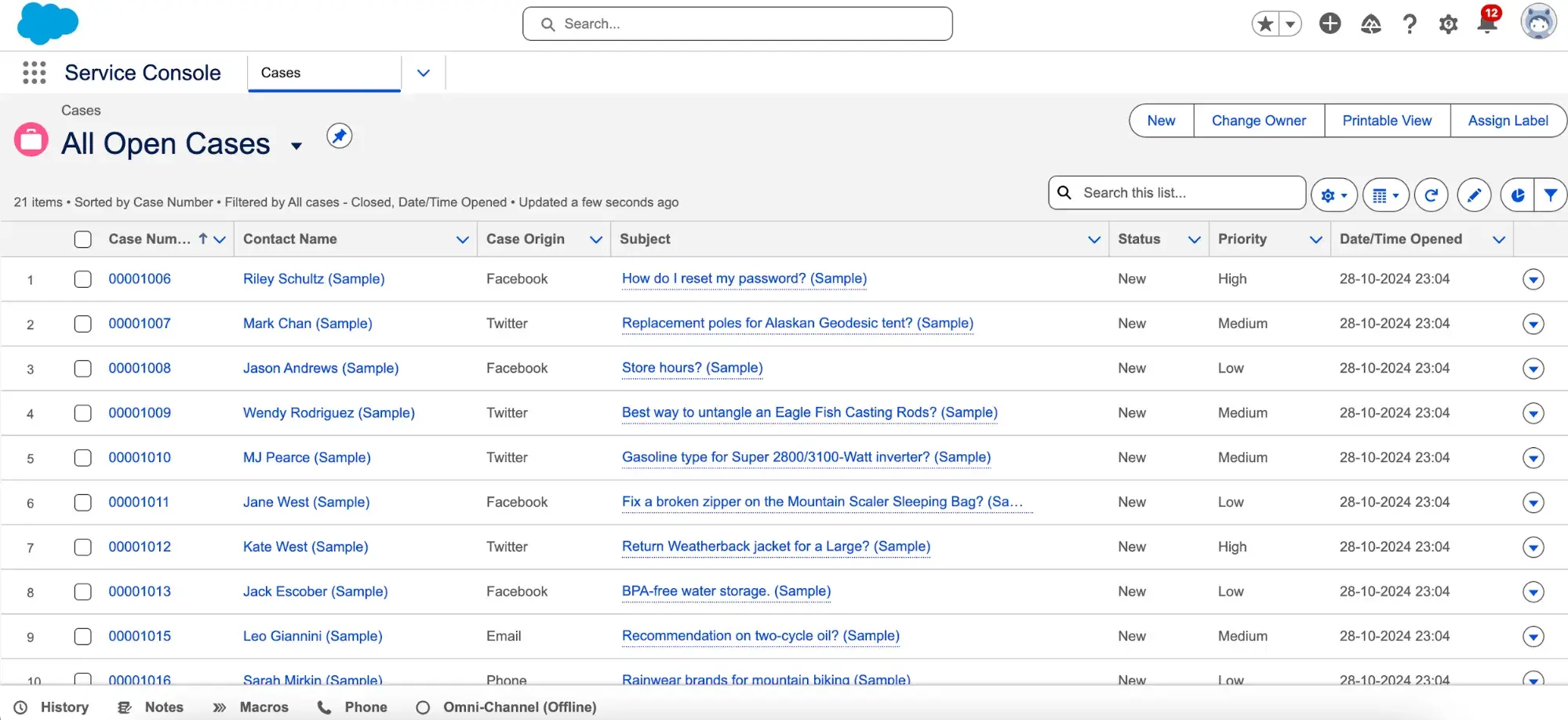 customer engagement platform: Salesforce Service Cloud screenshot