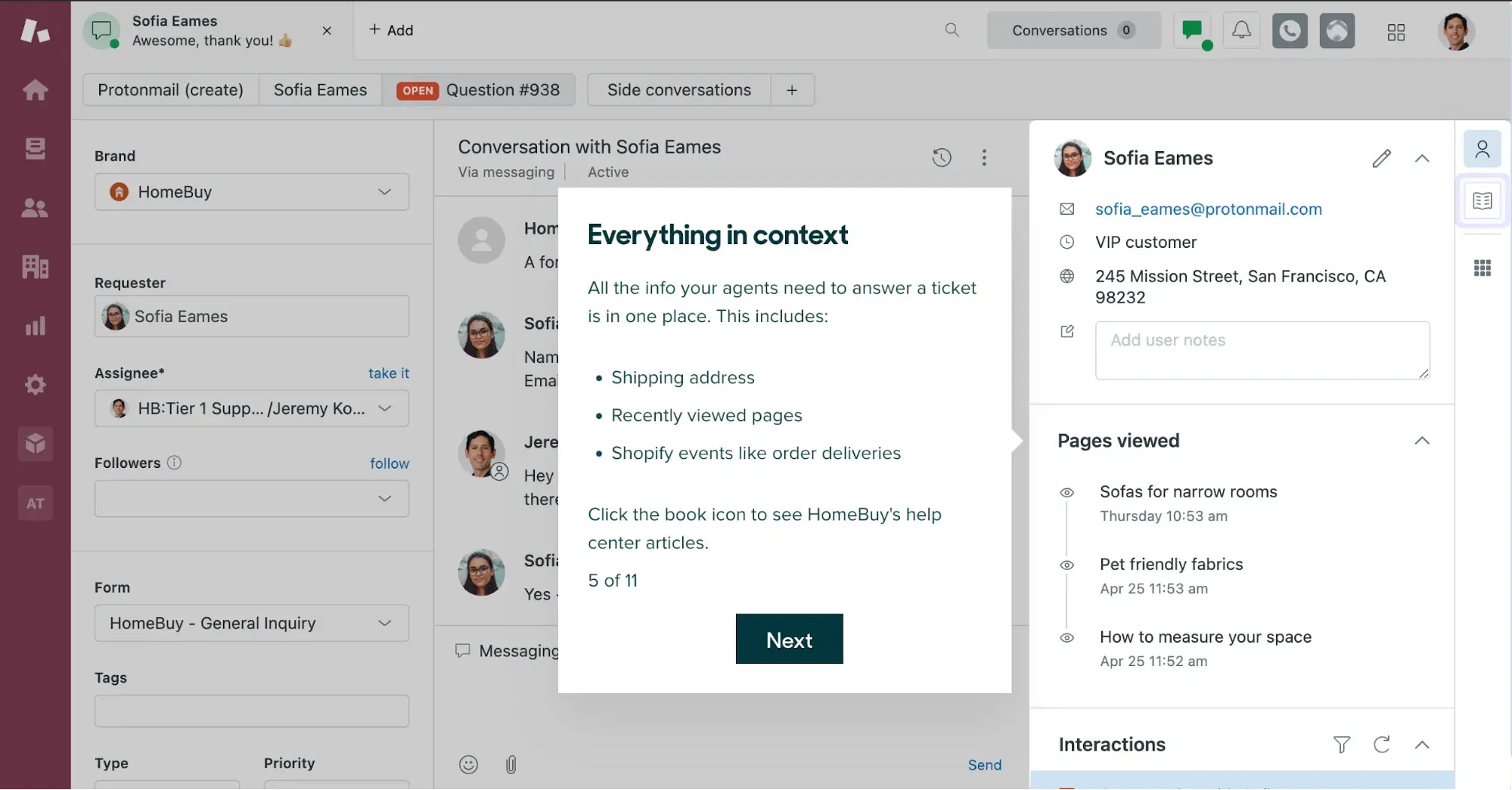customer engagement platform: Zendesk Support Suite screenshot