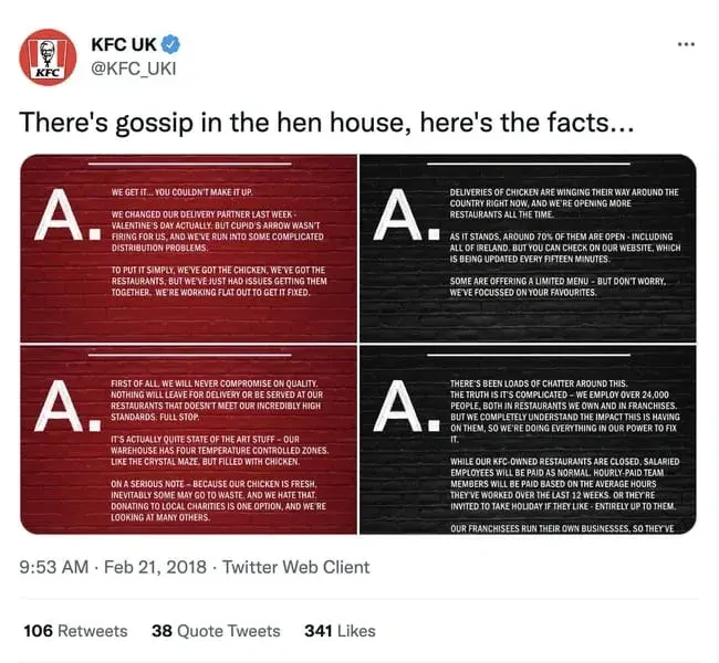 kfc crisis communication plan