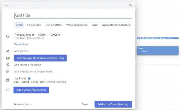 how to find a meeting time with google calendar, step 2