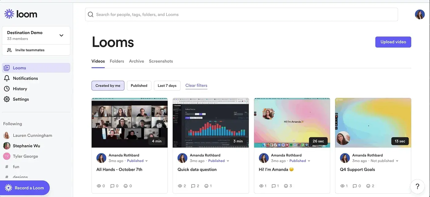 loom videos, loom video library