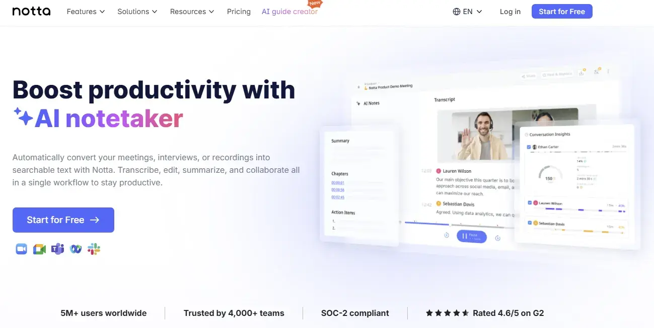 notta ai meeting tool, notta ai meeting notetaker