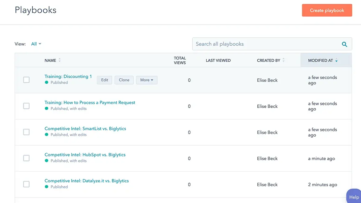 sales enablement platform: hubspot’s playbooks on sales hub