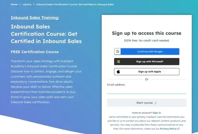slow business, hubspot inbound sales training landing pagehttps://academy.hubspot.com/courses/inbound-sales