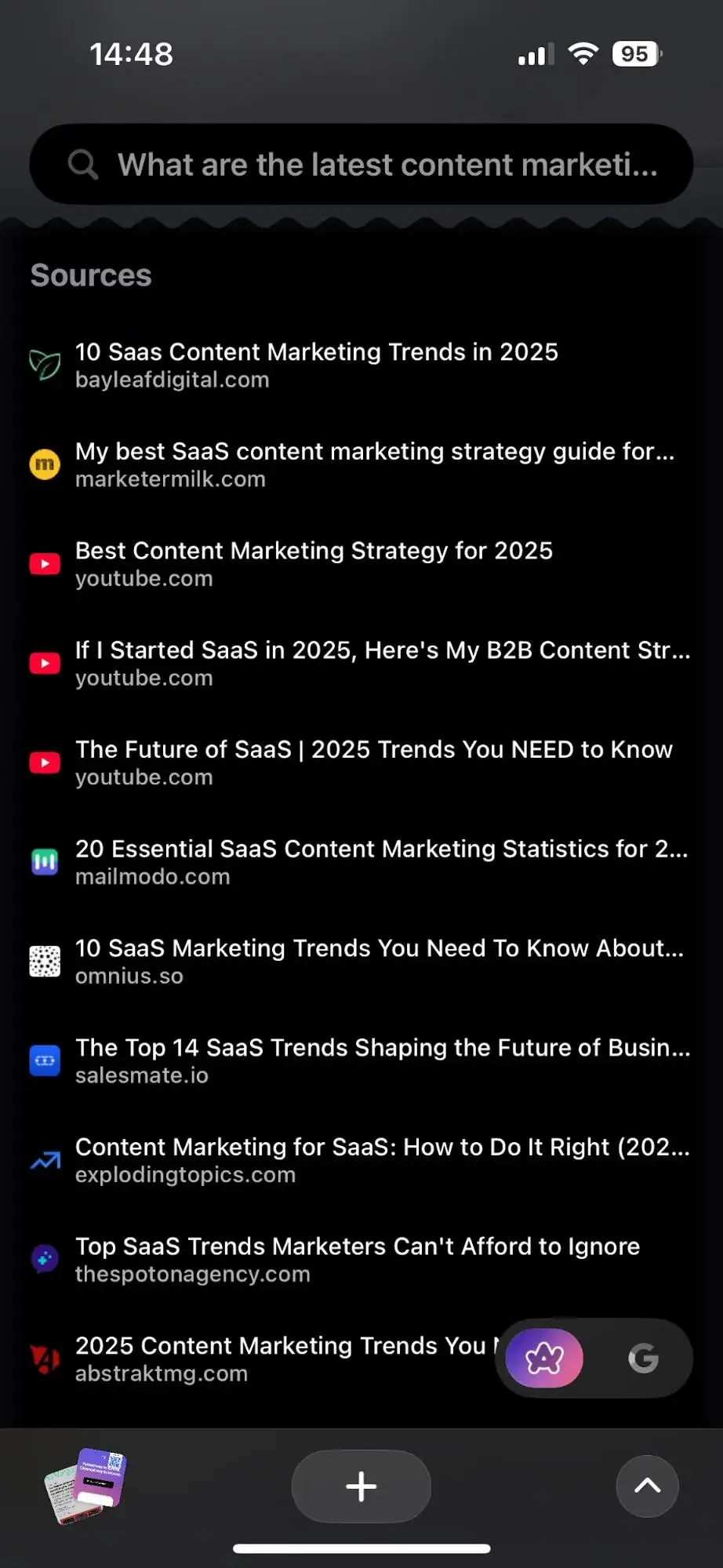 screenshot of arc’s source list. https://arc.net/search