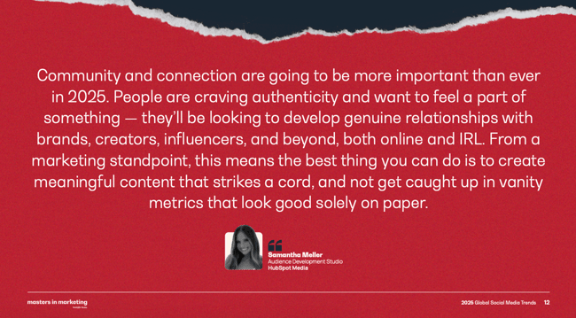 samantha Muller talks about community connection being key on social media in 2025