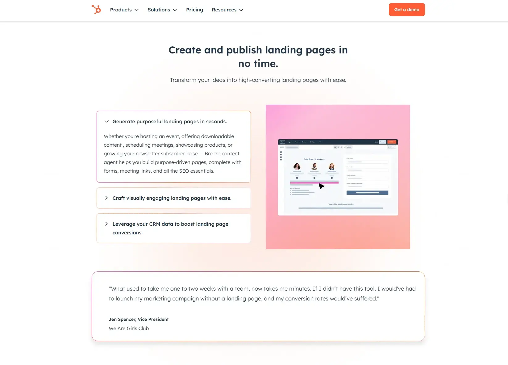 ai agents for marketing, product page for hubspot breeze