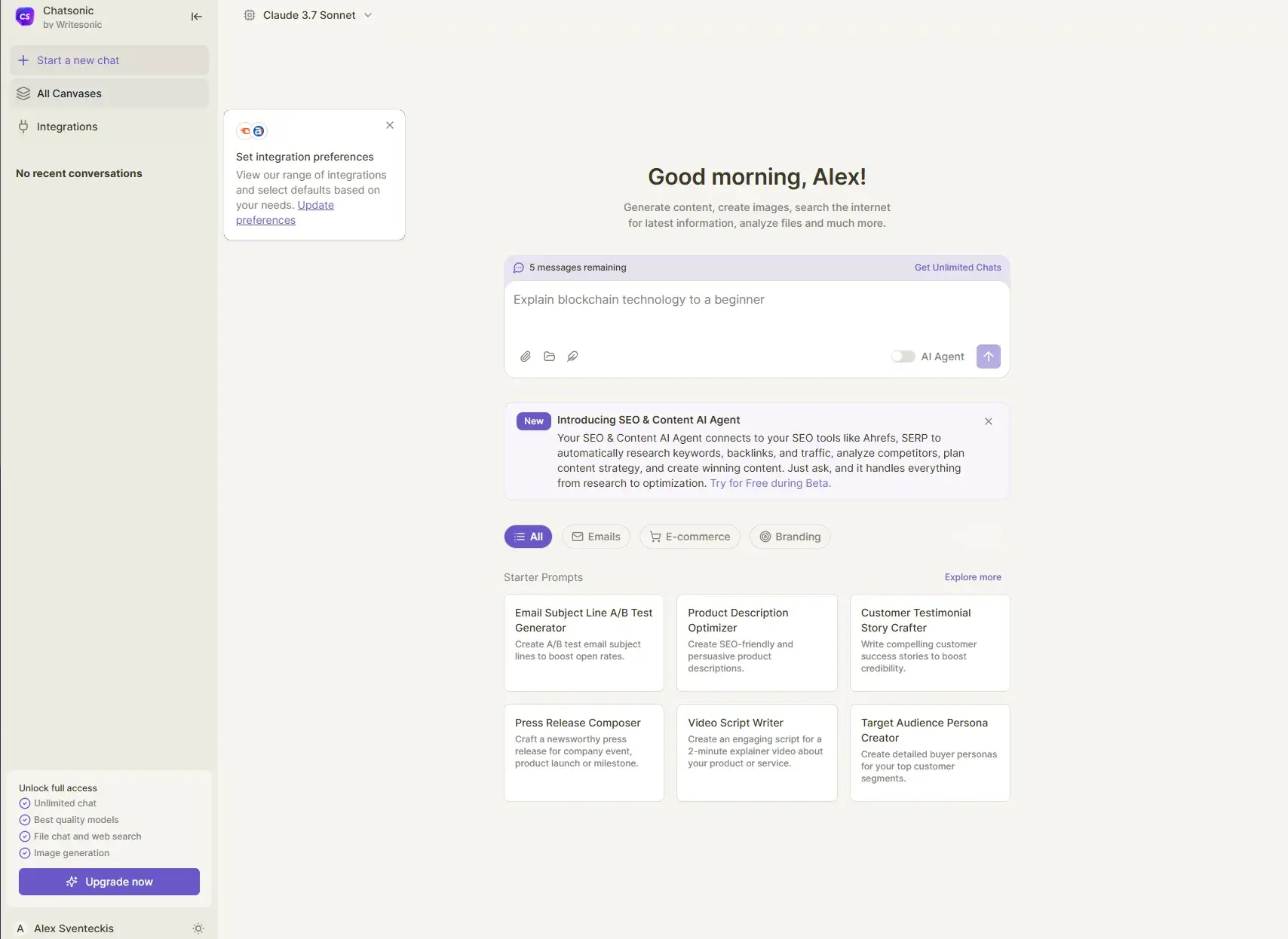 ai agents for marketing, chatsonic agent interface