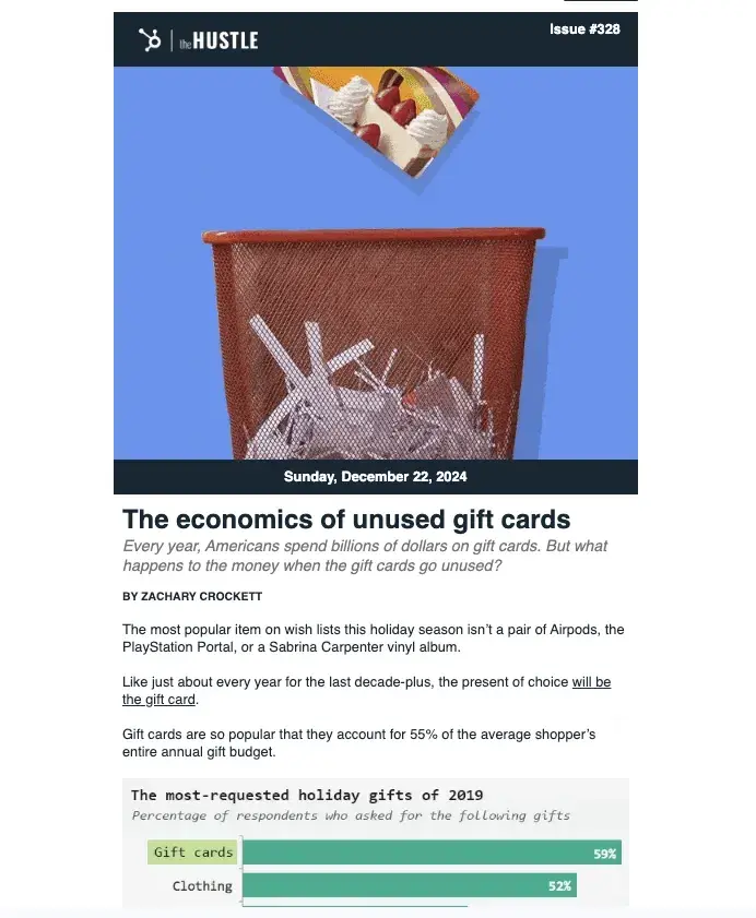the hustle b2b email marketing example by hubspot