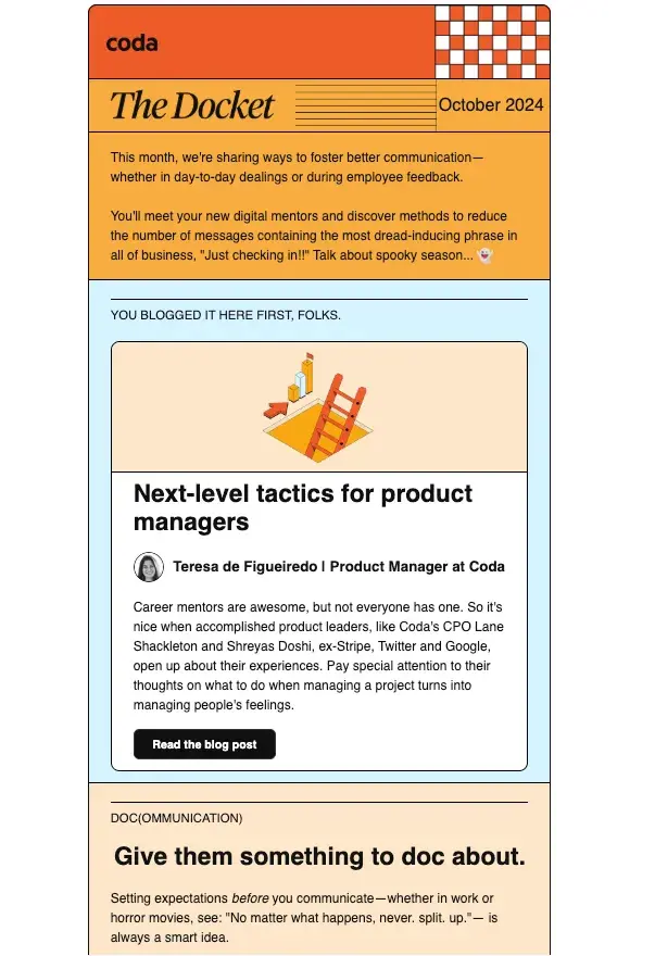 coda b2b email marketing example