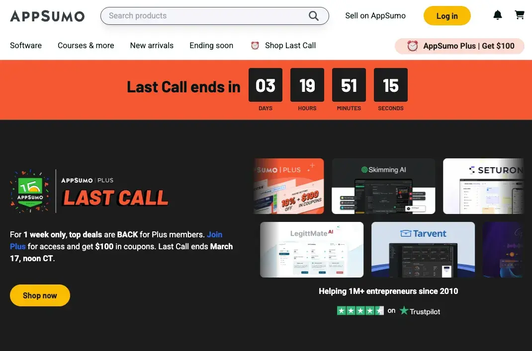 fomo can improve your ecommerce customer journey; example from appsumo