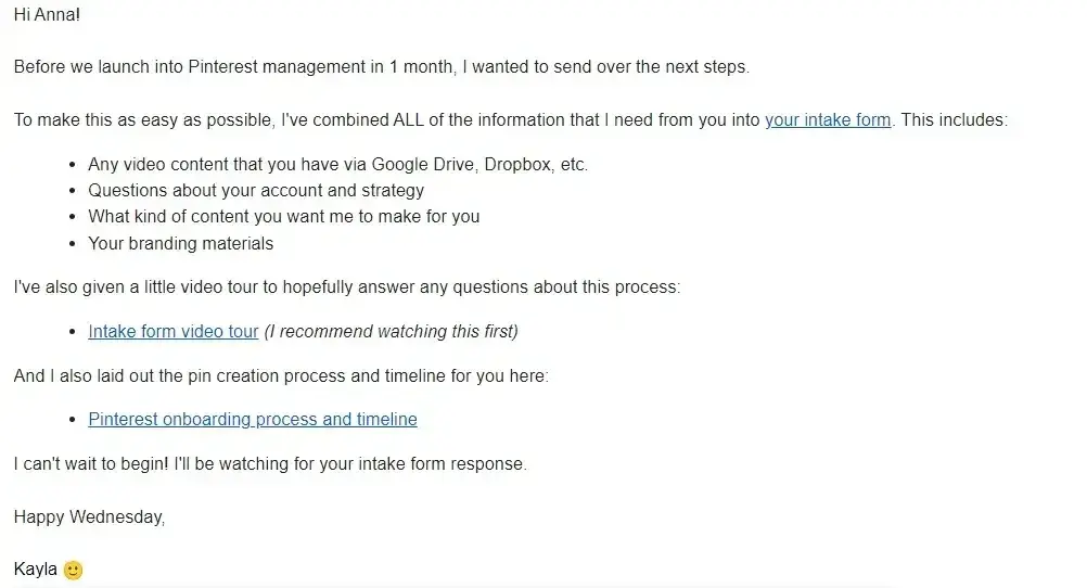 onboarding email sequence example from writing from nowhere