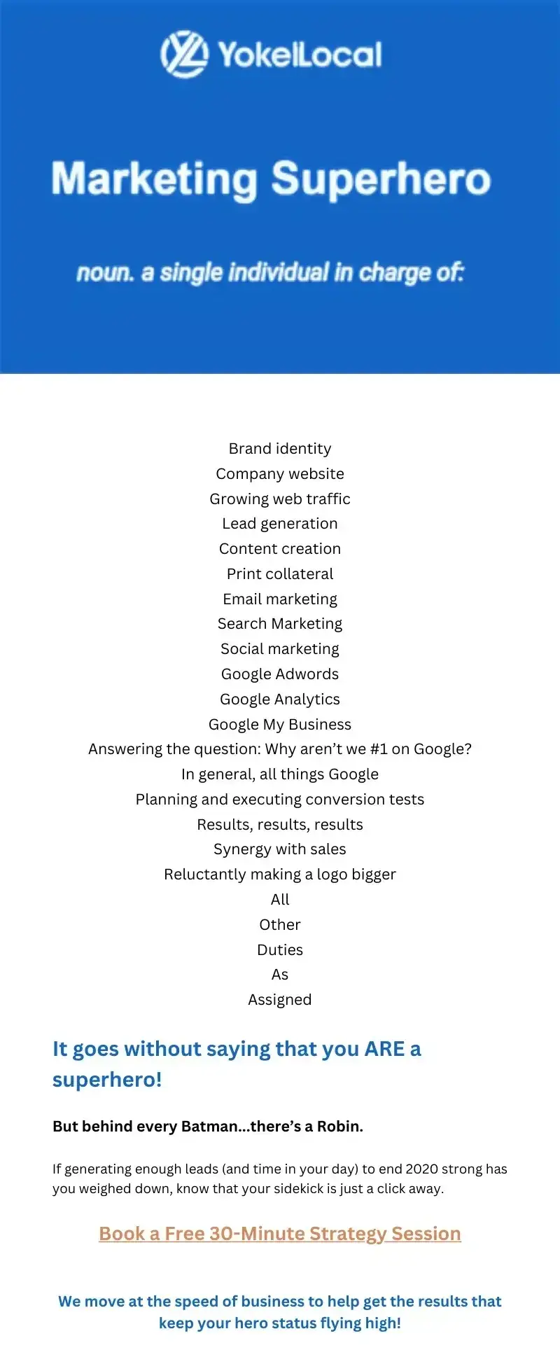 conversion email sequence example from yokel local