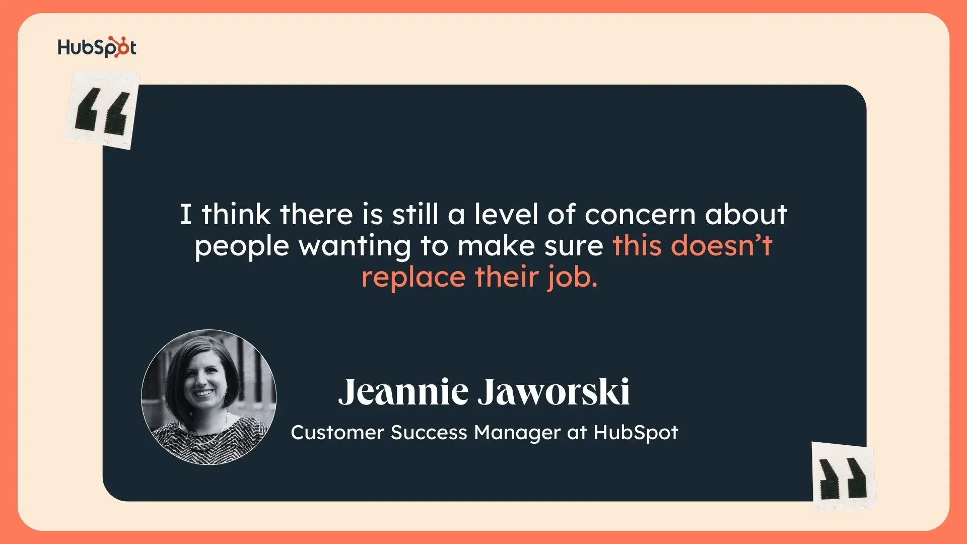 a quote from jeannie jaworski, customer success manager at hubspot