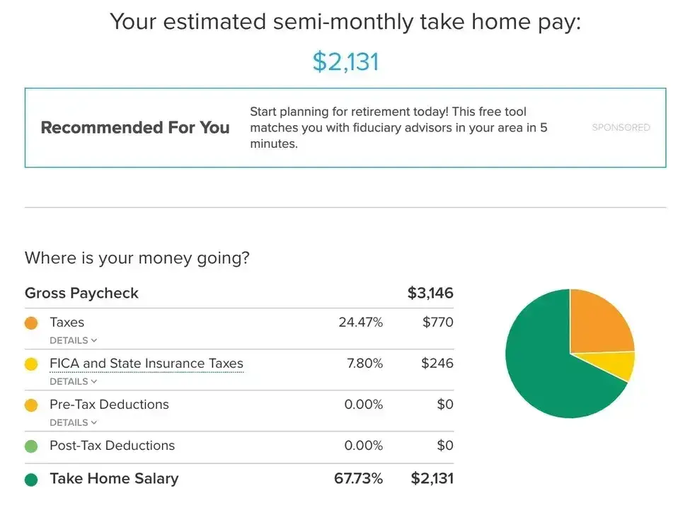 screenshot of smart asset’s paycheck calculator tool.