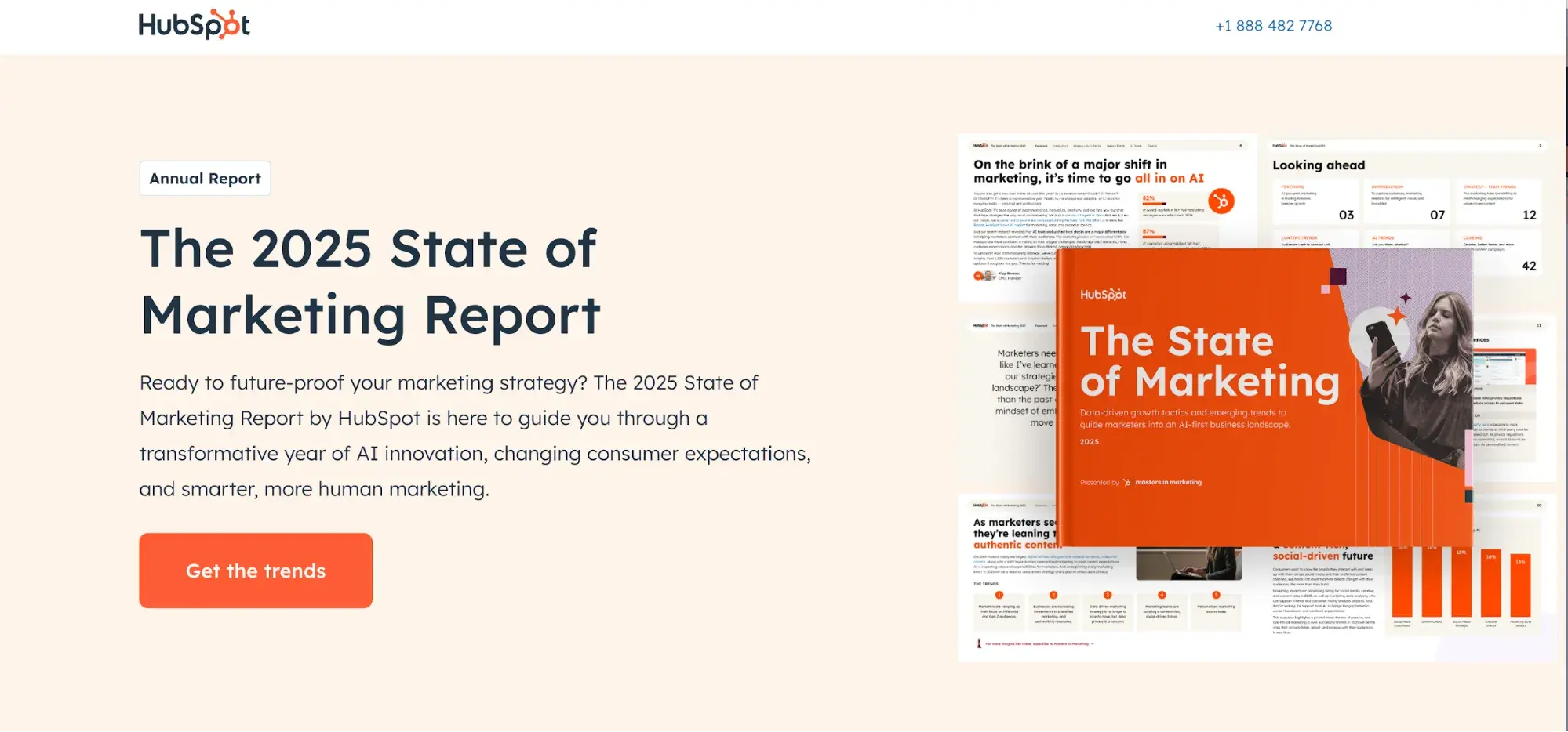screenshot of hubspot’s gated landing page for the 2025 state of marketing report.https://www.hubspot.com/state-of-marketing
