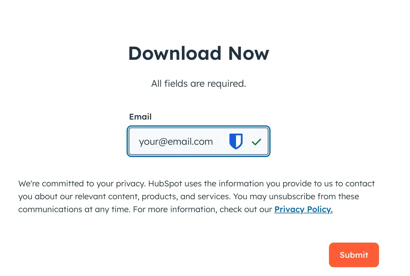 screenshot of hubspot’s gated form.