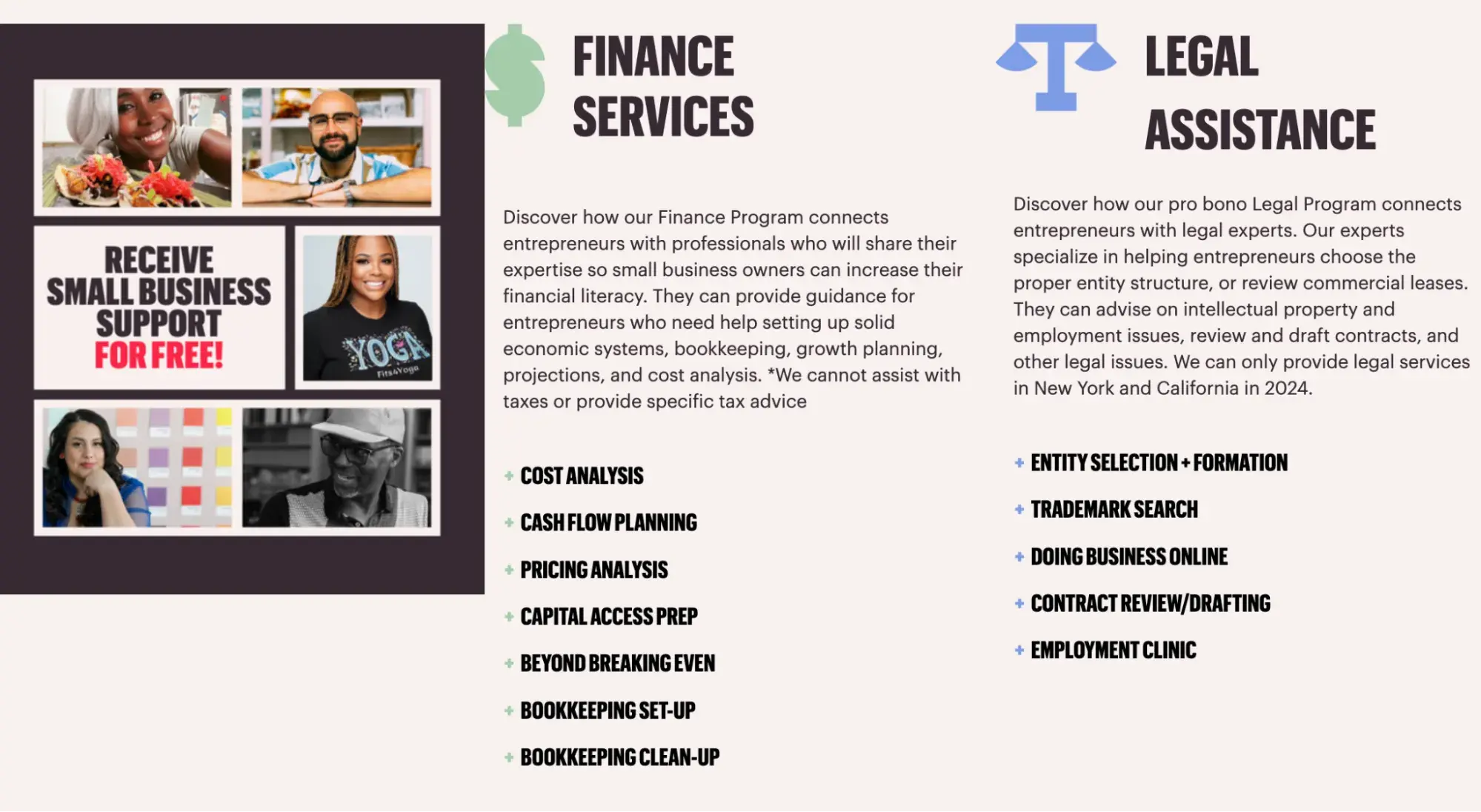  a screenshot of start small think big inc.’s free small business services page