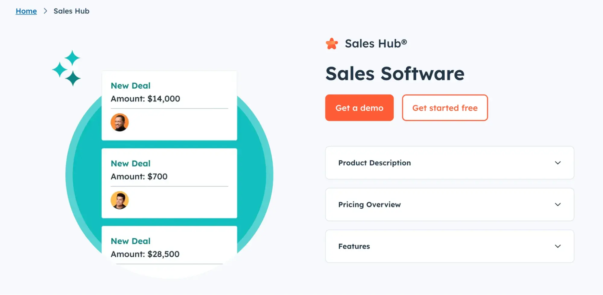 ] a screenshot of the hubspot sales hub software info page