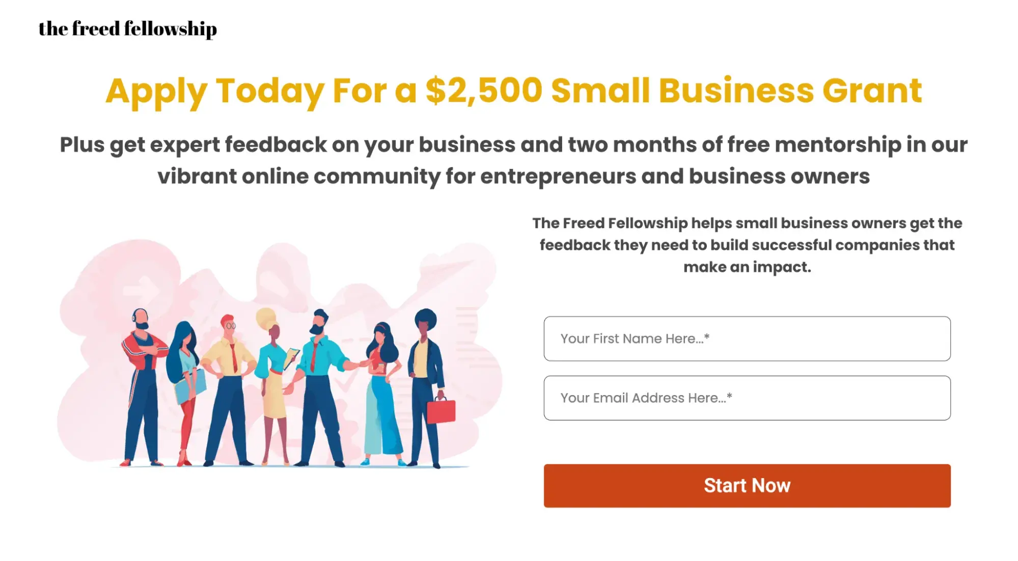 a screenshot of the freed fellowship “apply today” page