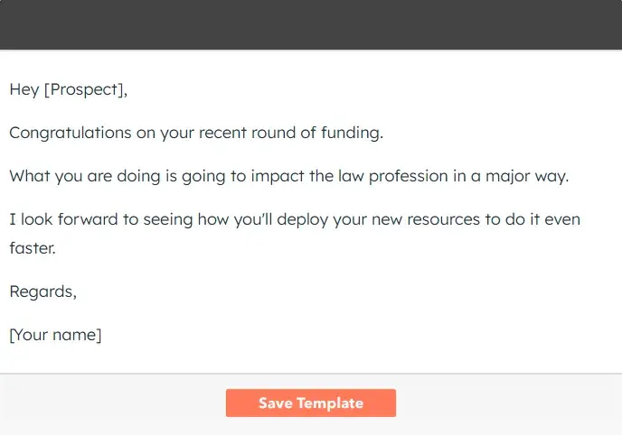 prospecting email example: cold email congratulating prospect