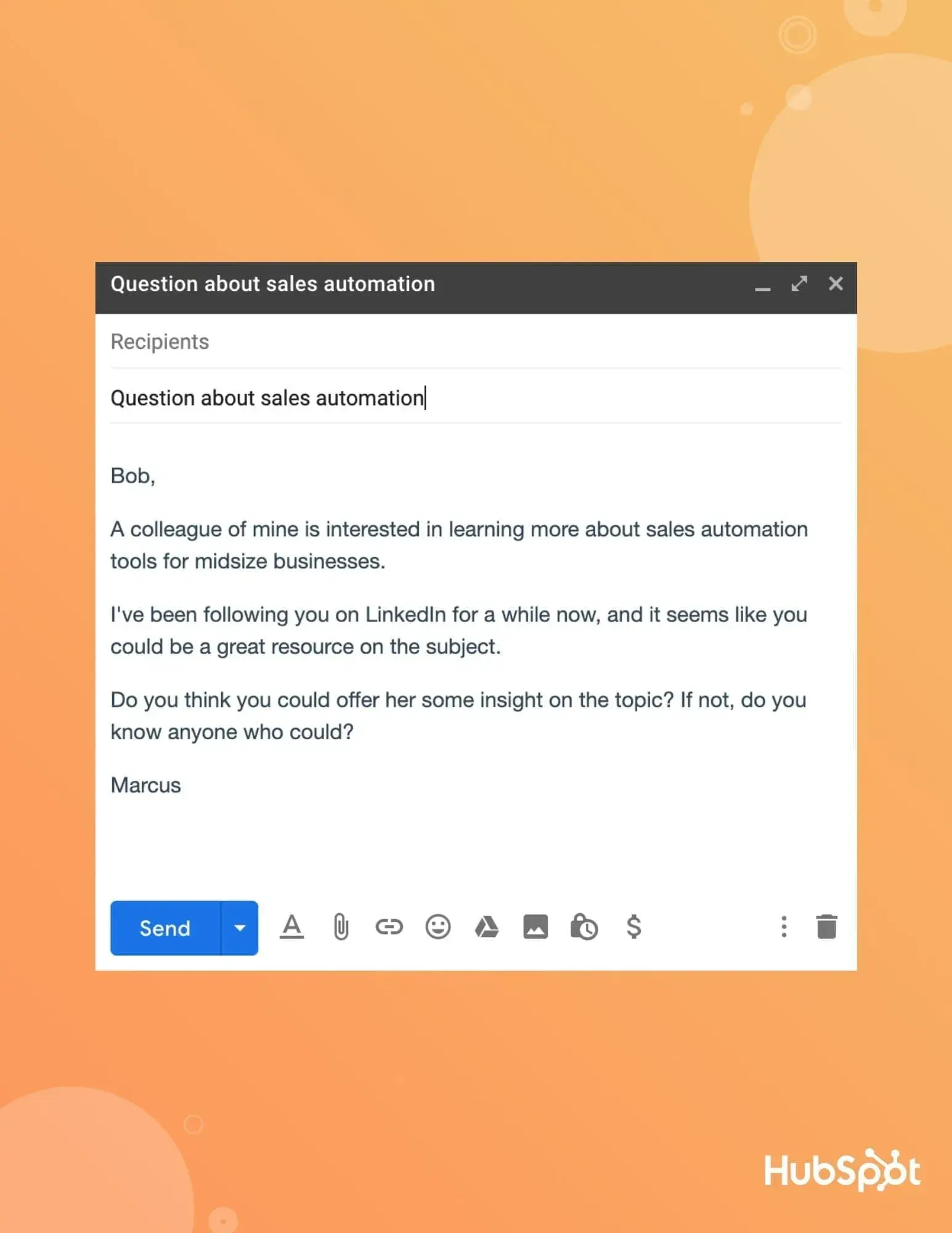 sales prospecting email examples: asking for a recommendation