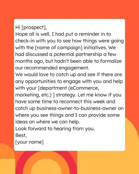 re-establishing a connection email template