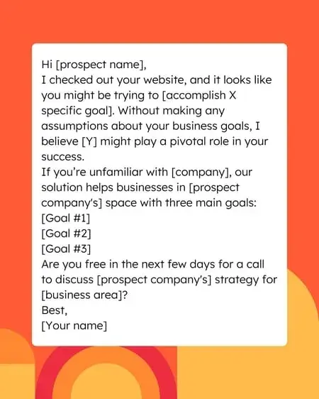 sales email example, template