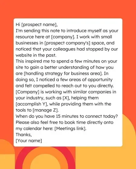 sales email templates, website visitor template