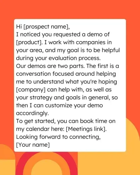 sales email templates, requested demo email template