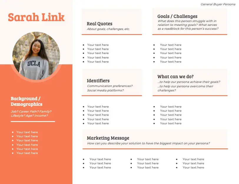 example of hubspot buyer persona template for small business marketing