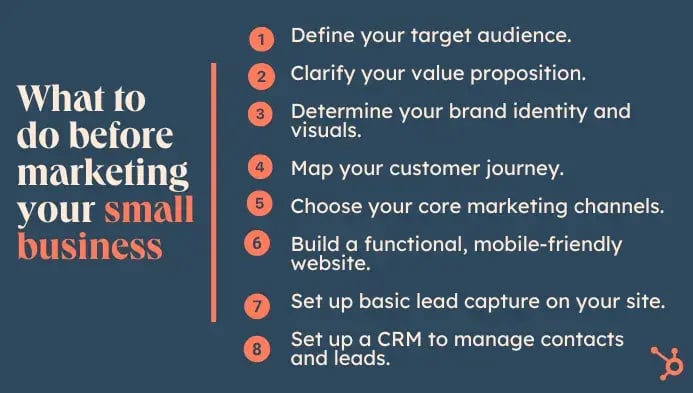 marketing small business ideas, list of tips for what to do before you start marketing