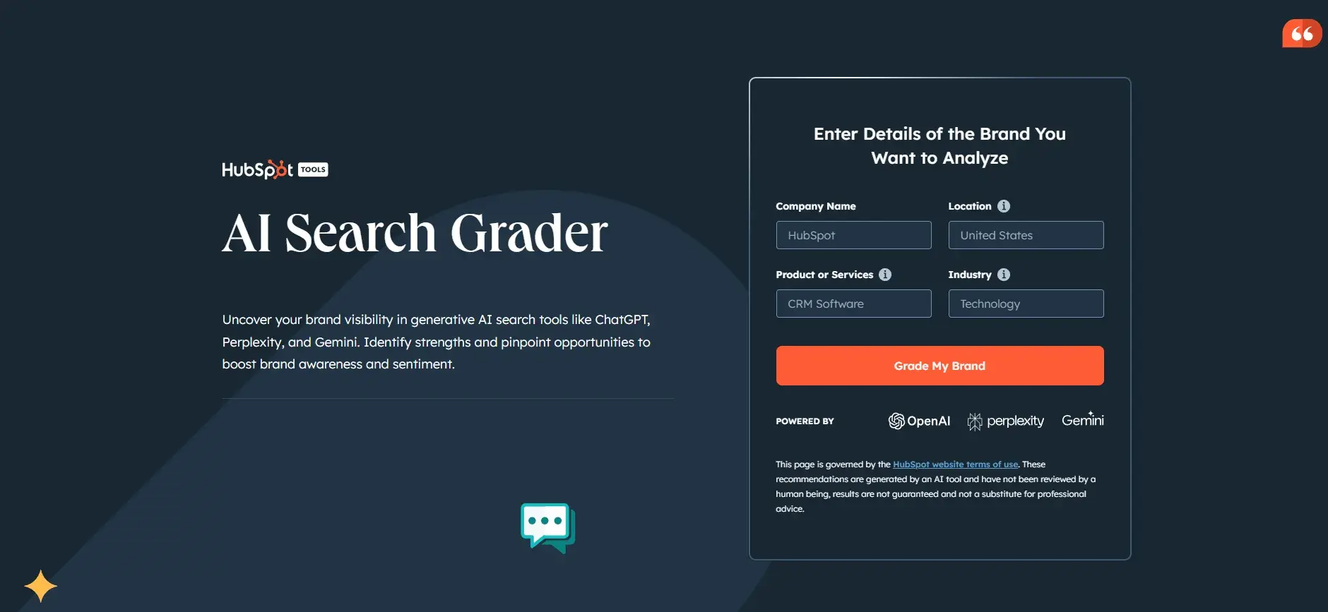 screenshot from hubspot’s ai search grader will help seos in their endeavour to stay relevant as the future of seo adapts to include ai search models.