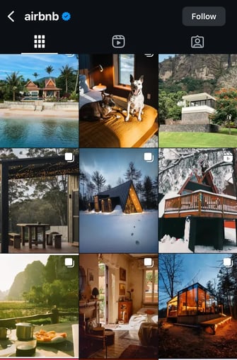 screenshot of airbnb instagram