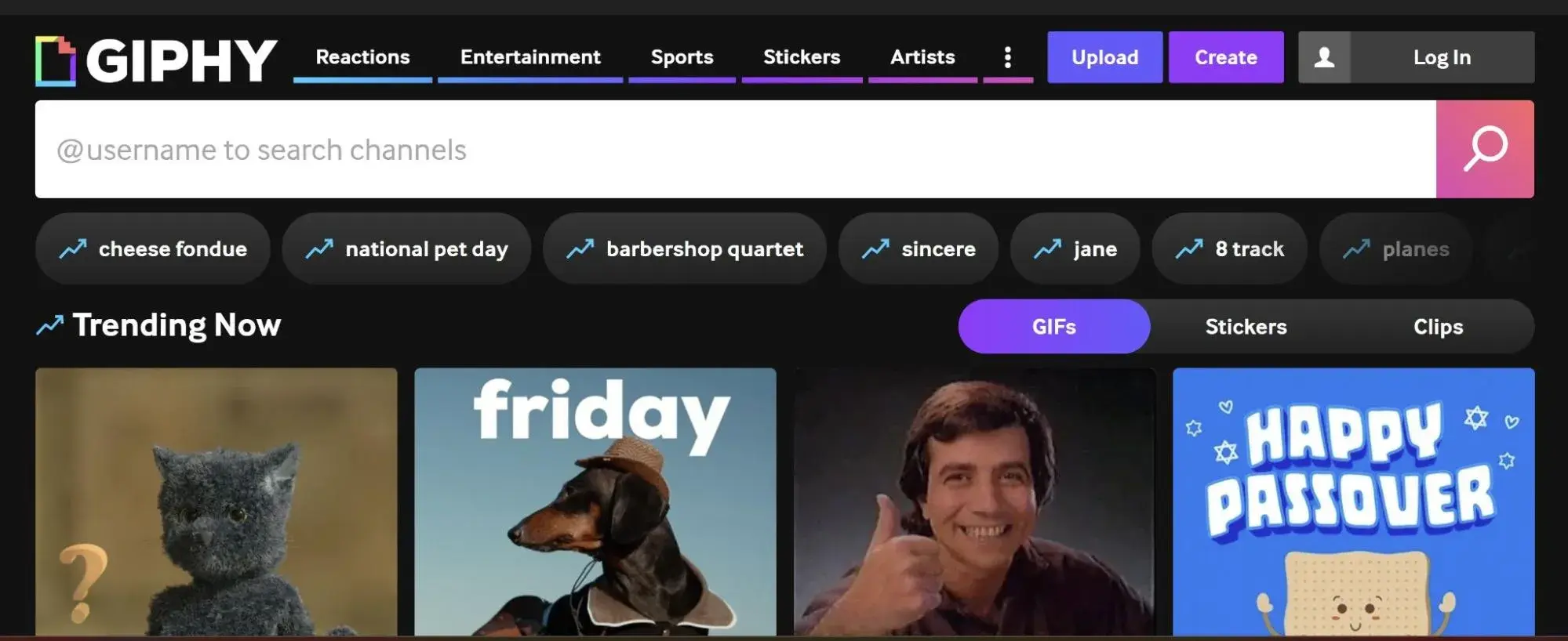 screenshot of giphy