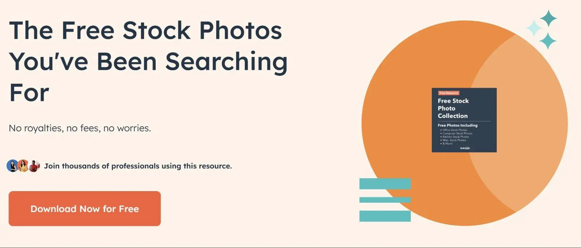 screenshot of hubspot free stock photos download page