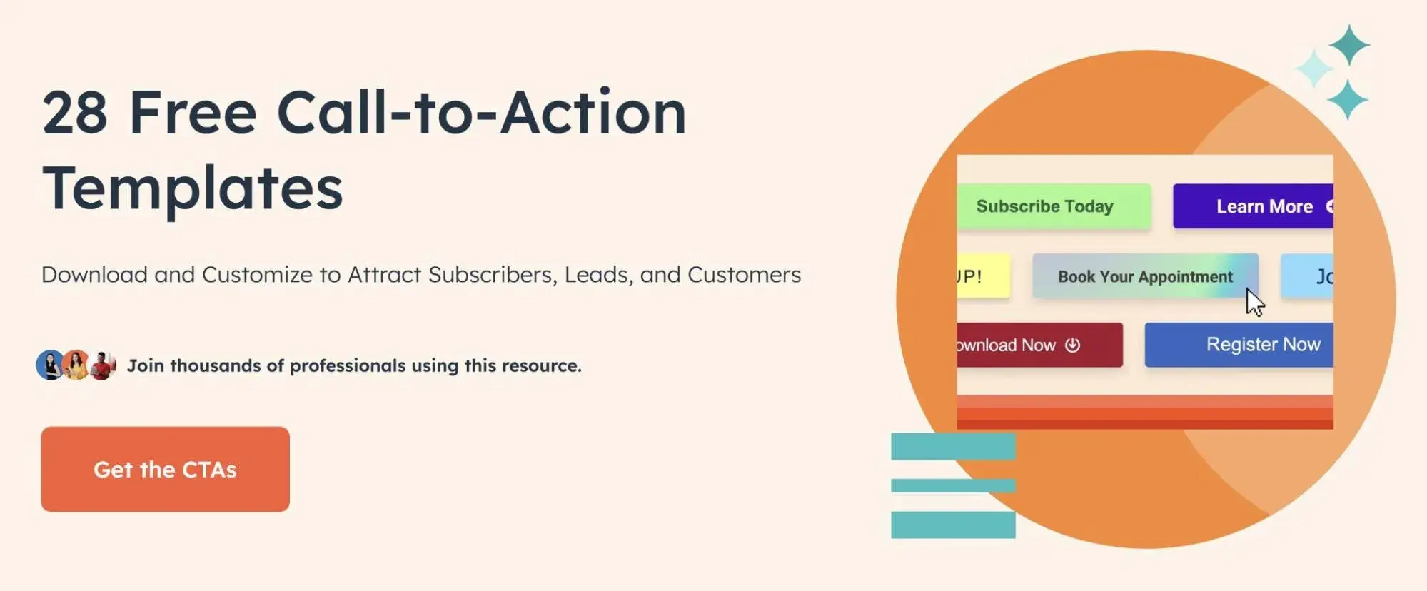 screenshot of call-to-action landing download page