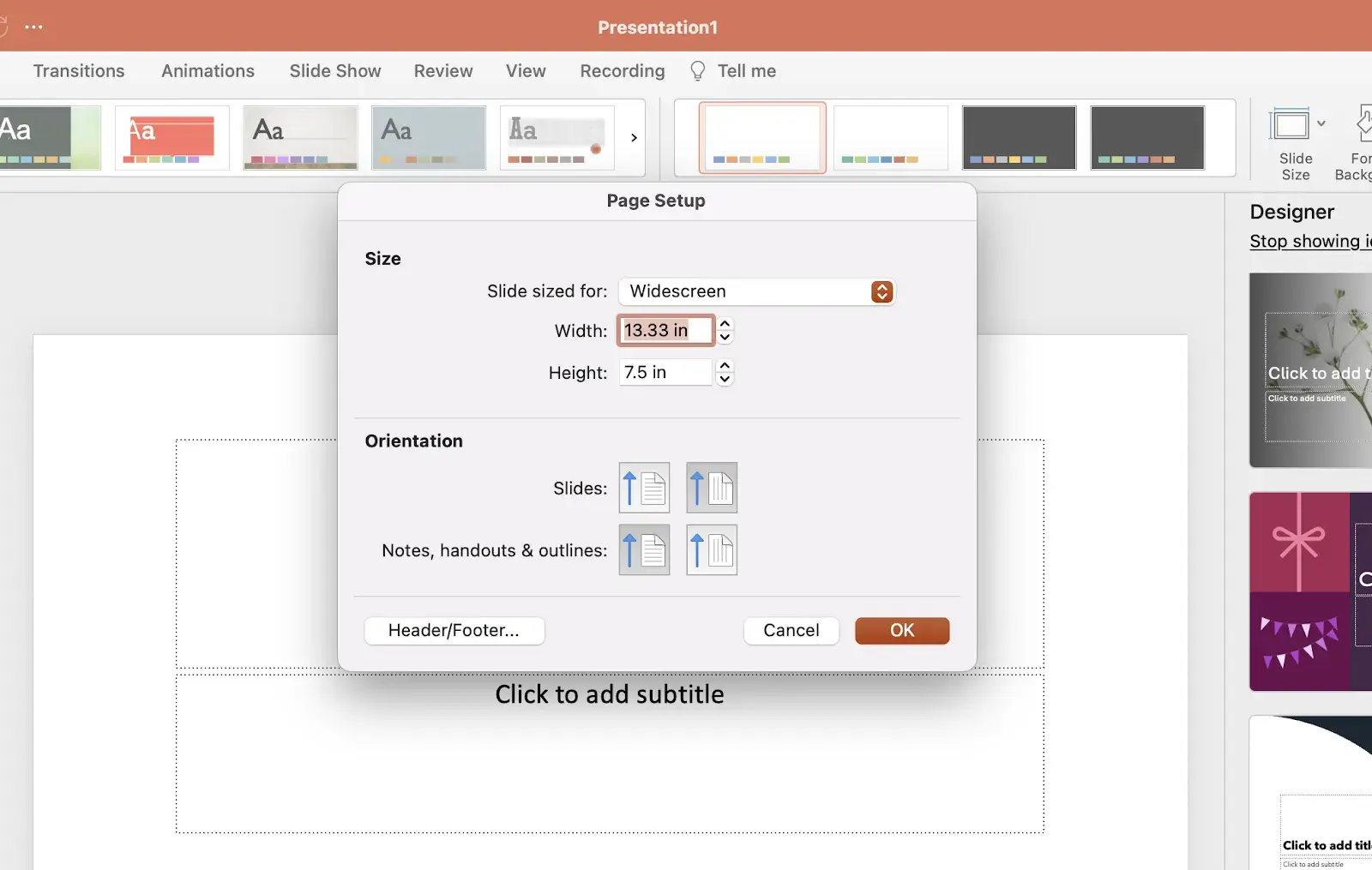 selecting the widescreen in powerpoint —  how to create an infographic in powerpoint