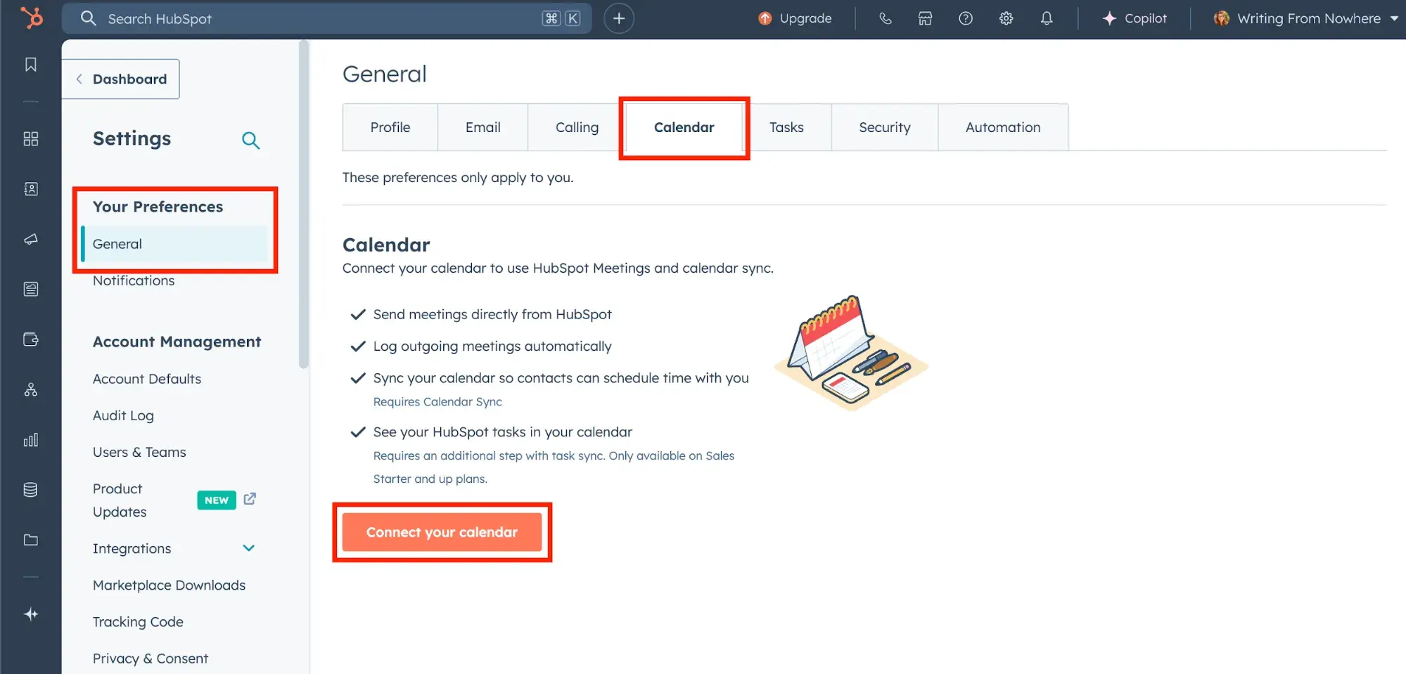 syncing your calendar in hubspot crm